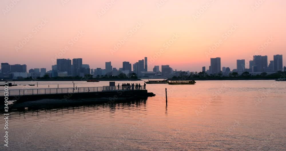 Sunset at Tokyo Bay with Businessman After Work Enjoying at the Harbor 4K Sunset at Tokyo Bay with Businessman After Work Enjoying at the Harbor 4K