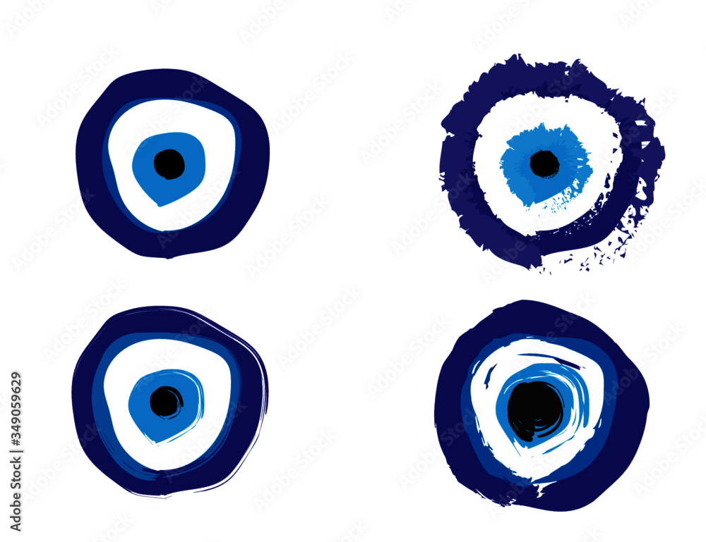 Turkish evil eye symbol - The Nazar Boncuk charm symbol in hand/drawn style  - vector evil bead icon illustration Stock Vector