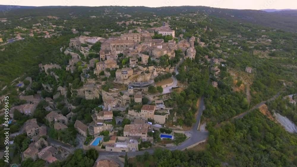 Historic Town of Gordes in the Luberon Valley France Drone Aerial Footage Historic Town of Gordes in the Luberon Valley France Drone Aerial Footage