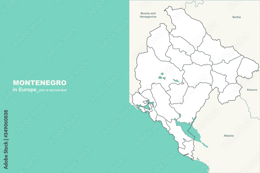 montenegro map. vector map of montenegro in europe country. montenegro map. vector map of montenegro in europe country.