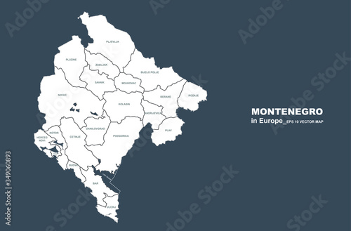 montenegro map. vector map of montenegro in europe country.