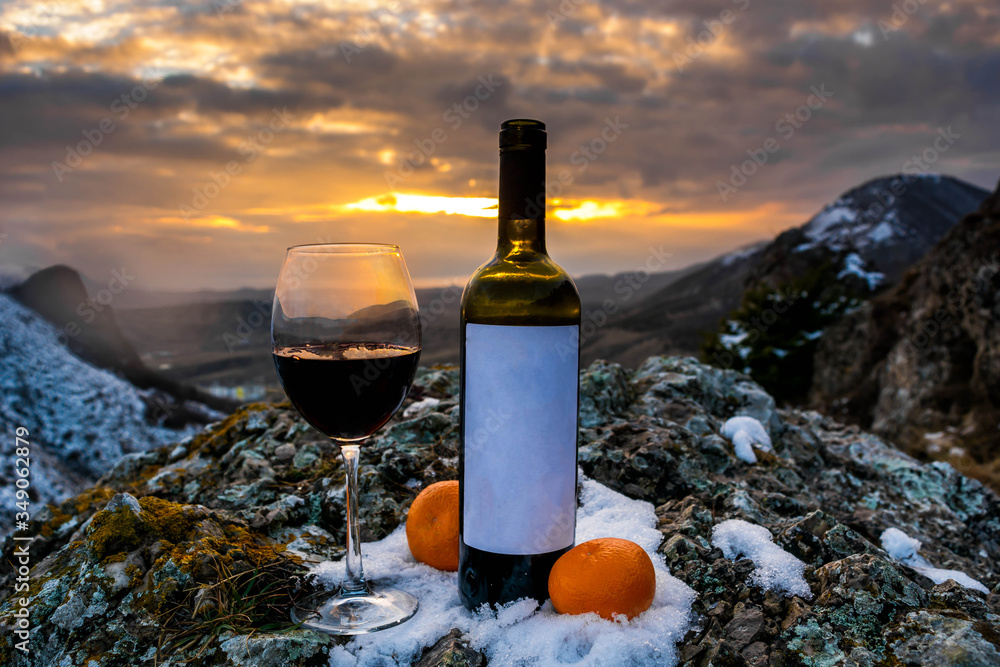 Bottle of wine in nature