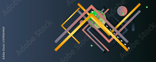 Abstract art gold design dark background universal dressing luminous shiny color golden lines and geometric elements