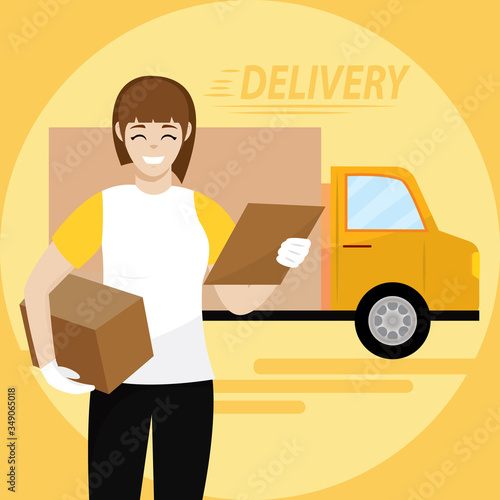 Delivery woman with a package