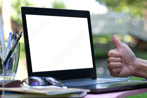 hand holding tablet computer