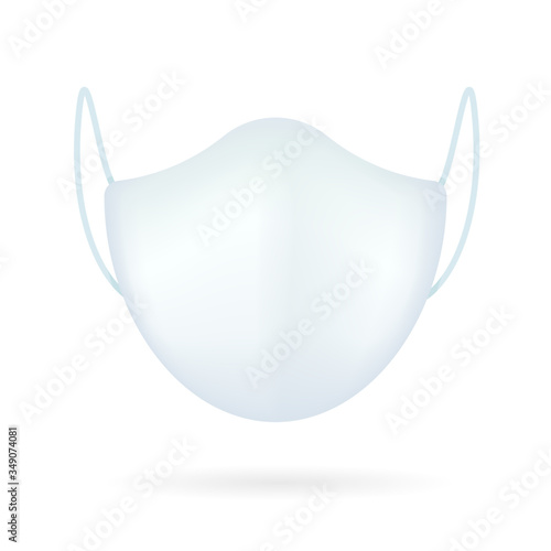 Realistic model White medical mask. Health mask for Corona protection Separate from white background.
