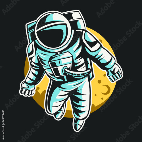 astronaut flying on space over the moon, vector illustration design
