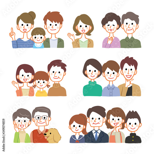 Variations of various family illustrations