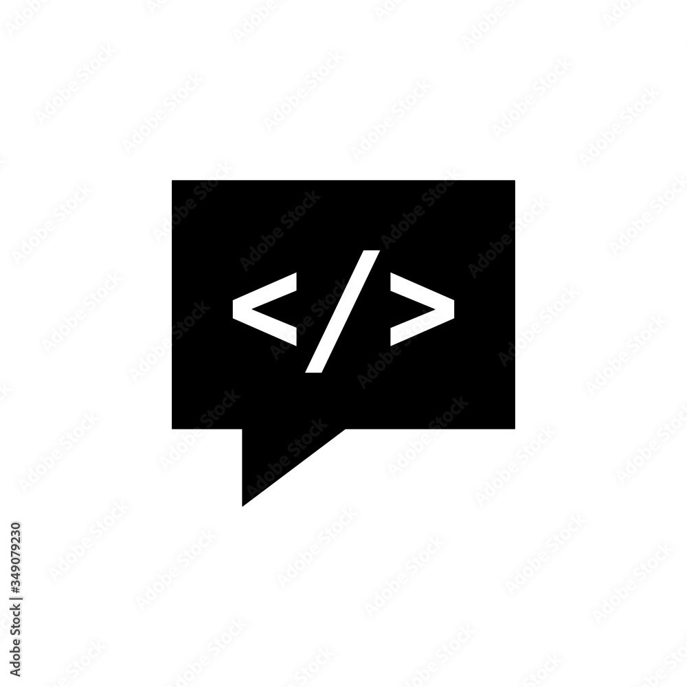 Fototapeta premium Code Chat, Code Commenting vector icon on white background, Dialogue, chat, script, code, Information technology concept, Vector illustration can be used for topics like coding, soft