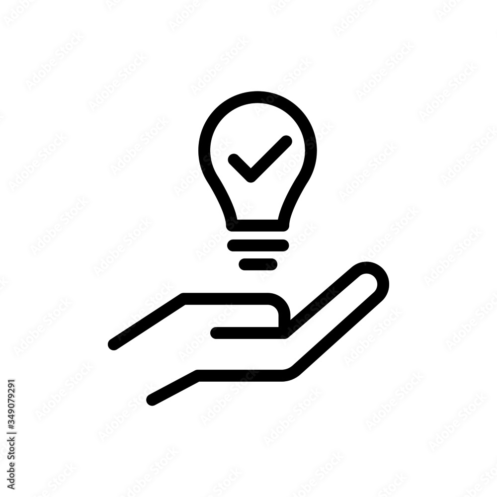 Hand and a lamp icon, Propose brilliant idea, Suggest, offer, present new idea,solution, plan vector icon in line art style on white background Hand and a lamp icon, Propose brilliant idea, Suggest, offer, present new idea,solution, plan vector icon in line art style on white background