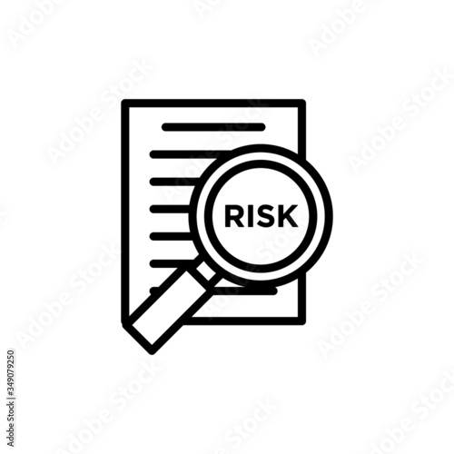Risk Word Magnifying Glass vector icon on white background, Risk Managment icon, Vector illustration