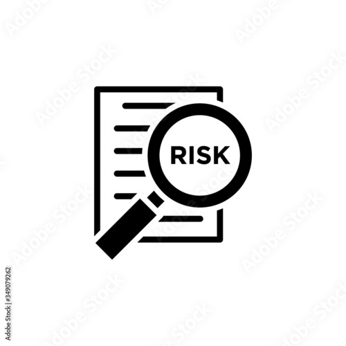 Risk Word Magnifying Glass vector icon on white background, Risk Managment icon, Vector illustration
