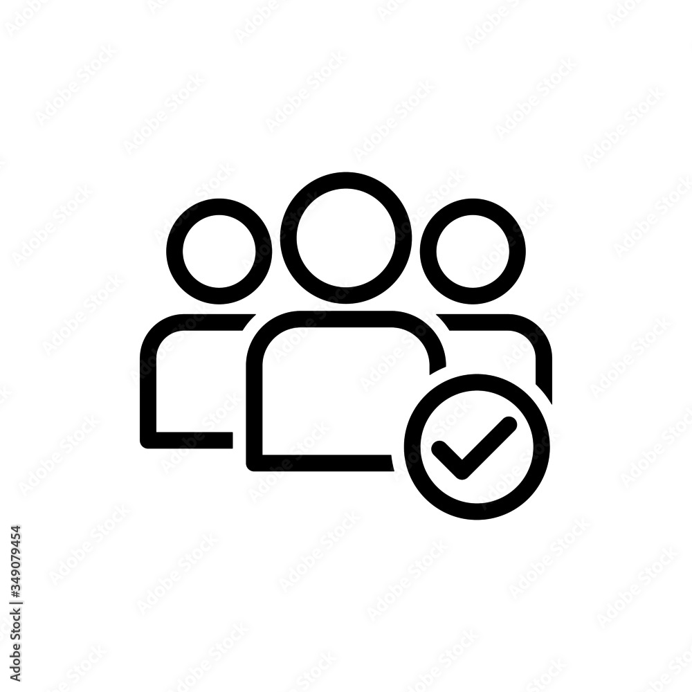 Join the community icon, Vector illustration membership friend checkmark people vector icon in line art style on white background Join the community icon, Vector illustration membership friend checkmark people vector icon in line art style on white background