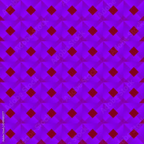 Graphic stylish pattern with dark squares and violet rhombuses in a checkerboard pattern.