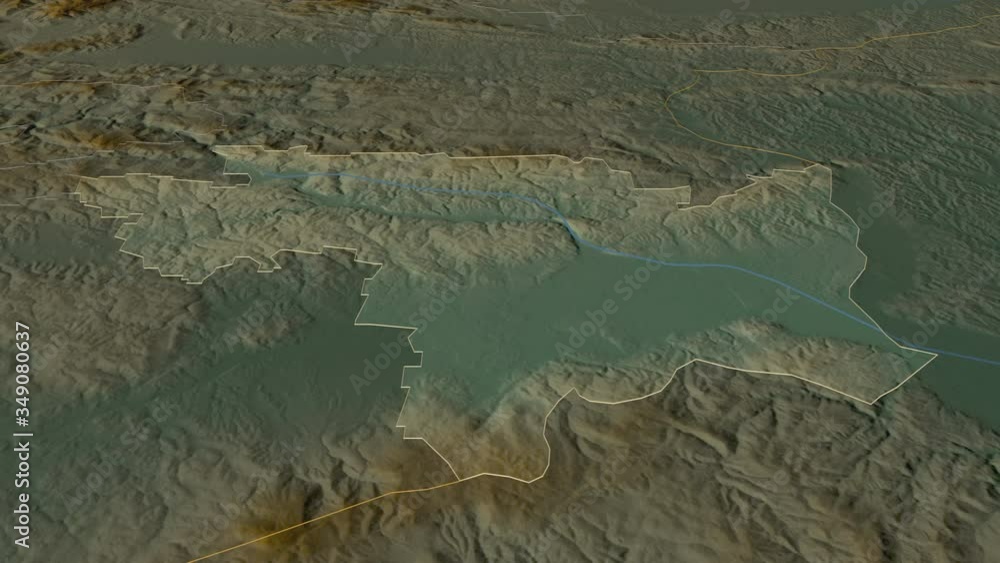 Spodnjeposavska, statistical region with its capital, zoomed and extruded on the relief map of Slovenia in the conformal Stereographic projection. Animation 3D Spodnjeposavska, statistical region with its capital, zoomed and extruded on the relief map of Slovenia in the conformal Stereographic projection. Animation 3D