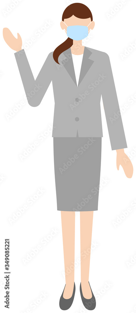 Vector image of business women in office uniform with mask Vector image of business women in office uniform with mask