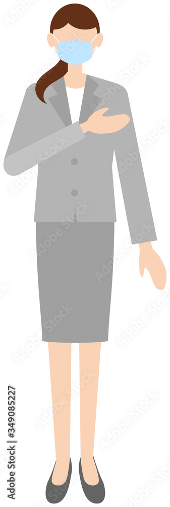 Vector image of business women in office uniform with mask Vector image of business women in office uniform with mask