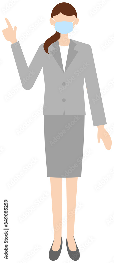 Vector image of business women in office uniform with mask Vector image of business women in office uniform with mask