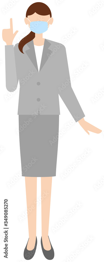 Vector image of business women in office uniform with mask Vector image of business women in office uniform with mask
