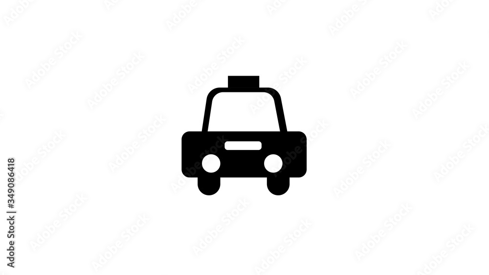 Taxi sign illustration. Flat black icon in white  background
