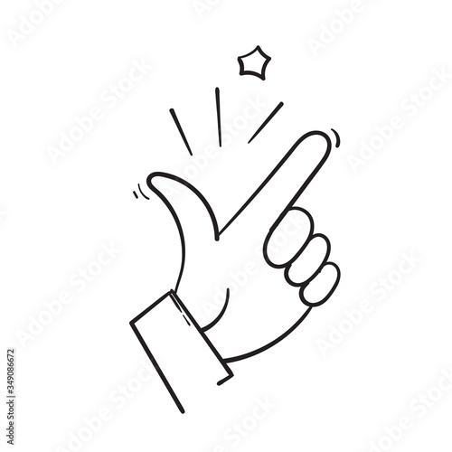 hand drawn Finger Snapping Hand Gesture Minimal doodle Line Outline Stroke Icon vector