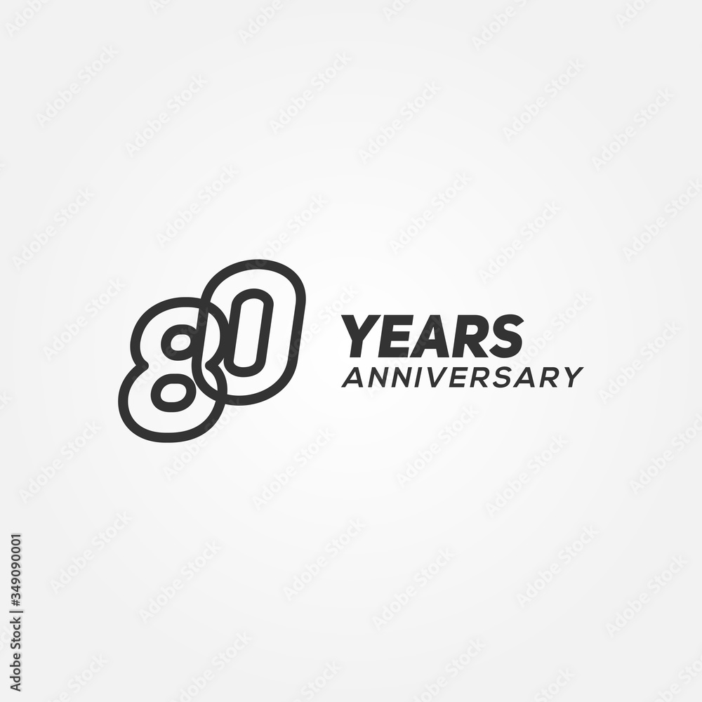 80 Years Anniversary Black Line Number Vector Design 80 Years Anniversary Black Line Number Vector Design