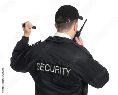 Male security guard with fl...