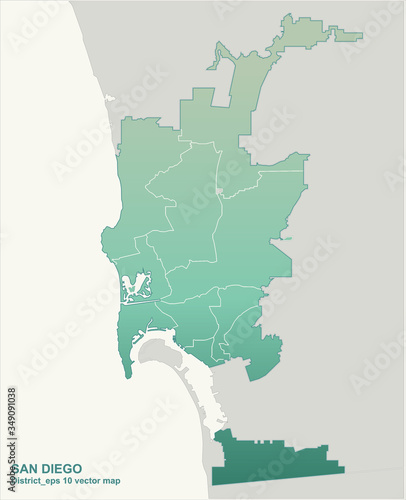 san diego map. san diego, city in california vector map.
