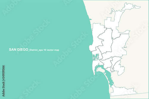san diego map. san diego, city in california vector map.