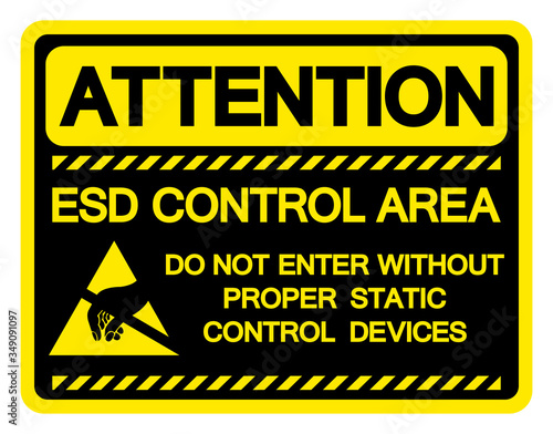 Attention ESD Control Area Do Not Enter Witout Proper Static Control Devices Symbol Sign, Vector Illustration, Isolated On White Background Label .EPS10