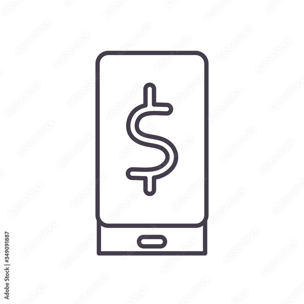 dollar symbol inside smartphone line style icon vector design dollar symbol inside smartphone line style icon vector design