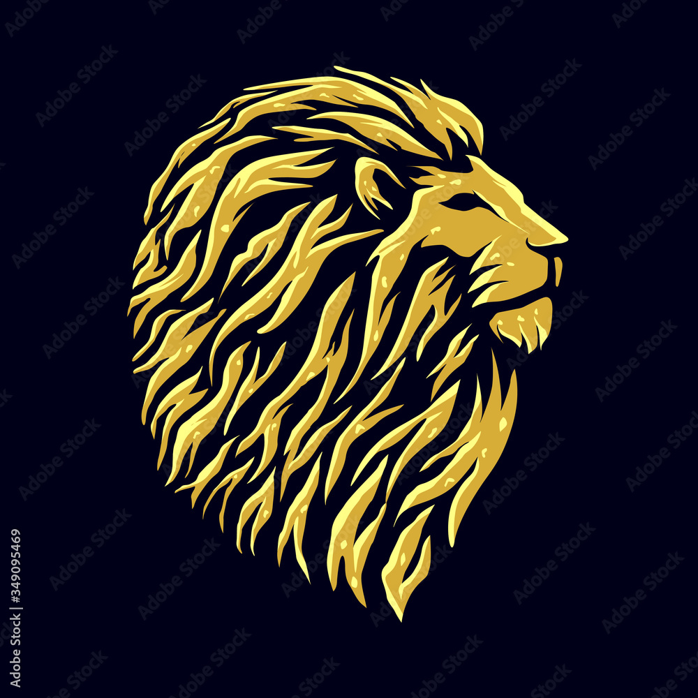 Golden lion head logo