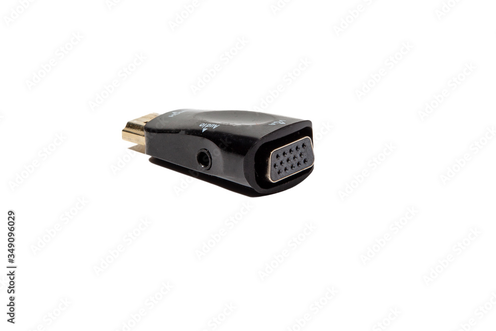 adapter with video and audio jack on a white background adapter with video and audio jack on a white background