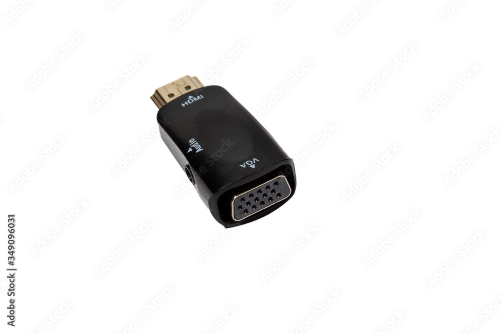 adapter with video and audio jack on a white background adapter with video and audio jack on a white background