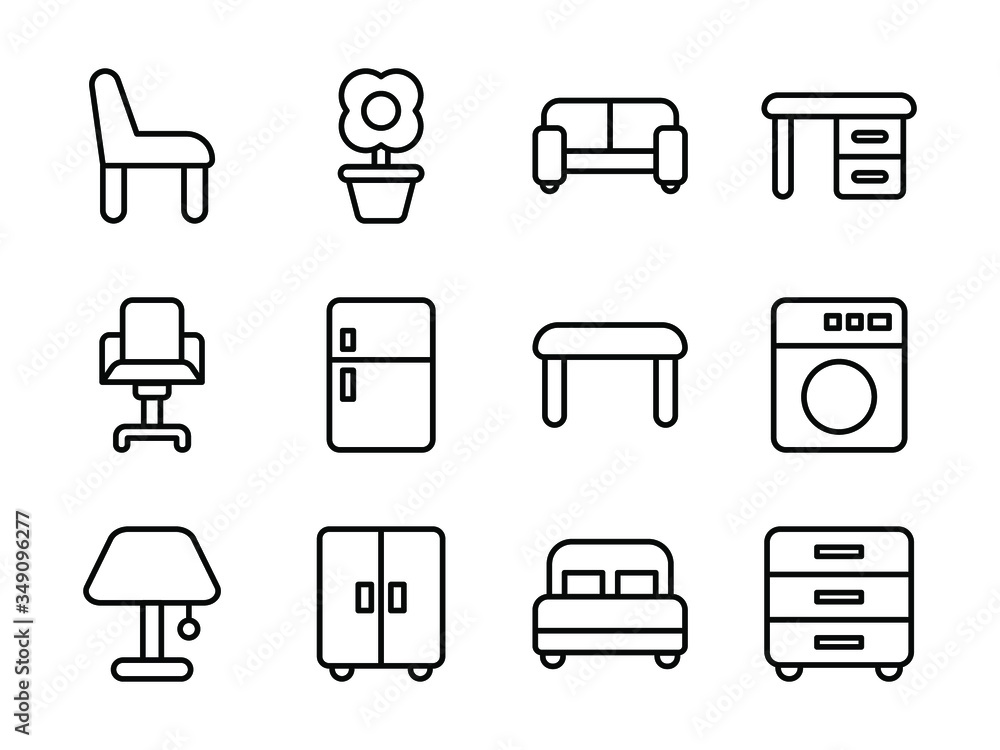 Furniture Icon Set Outline Furniture Icon Set Outline