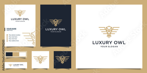 illustration of owl luxury logo. owl logo. legal and justice logos. Design logos, icons and business cards. Premium vector.