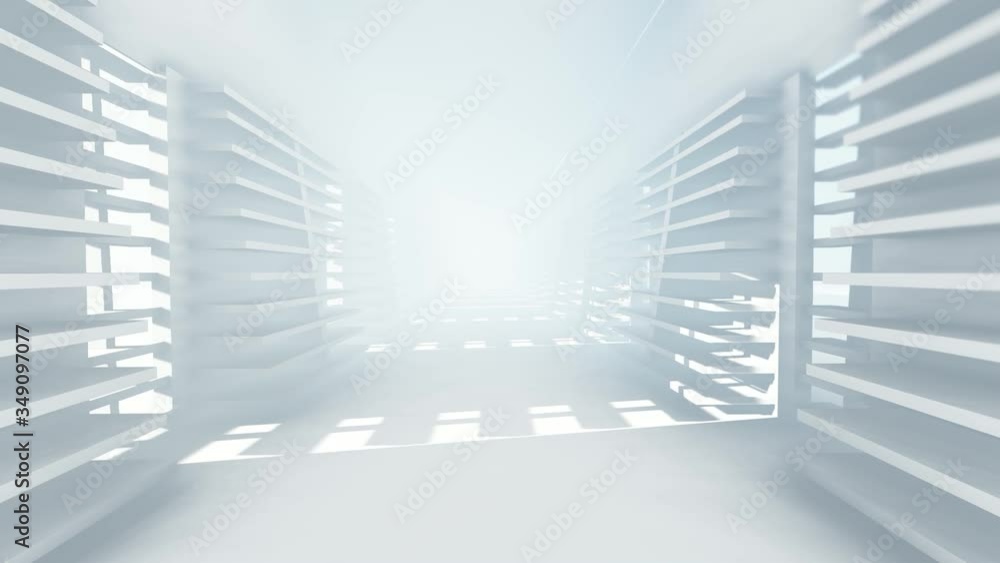 Racks, Empty White Corridor With Bright Light Racks, Empty White Corridor With Bright Light