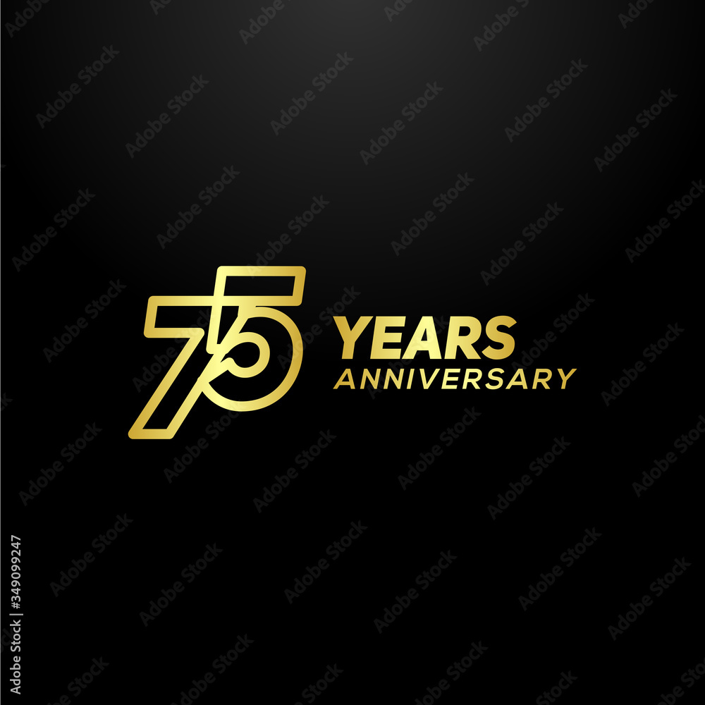 75 Years Anniversary Gold Line Number Vector Design 75 Years Anniversary Gold Line Number Vector Design