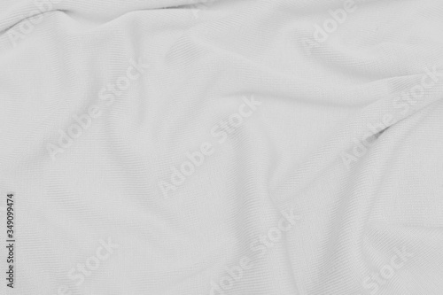 White abstract cotton towel mock up template fabric on with background. Wallpaper of artistic wale linen canvas. Blanket or Curtain of pattern and copy space for text decoration. Interior design wall.