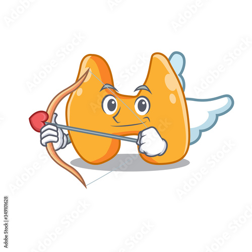 Thyroid in sweet romantic cupid cartoon drawing with arrow