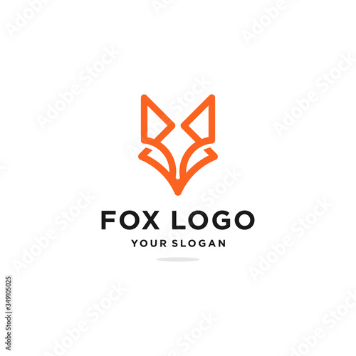 Minimalist fox logo design inspiration, outline, Premium Vector