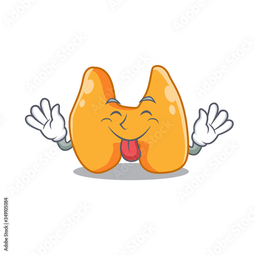 Funny thyroid cartoon design with tongue out face