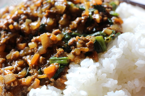 keema curry rice , minced meat curry rice