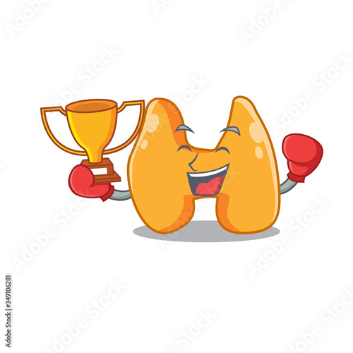 An elegant boxing winner of thyroid caricature design concept