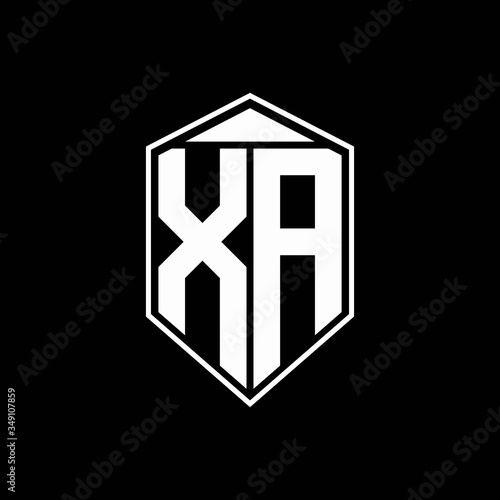 xa logo monogram with emblem shape combination tringle on top design template