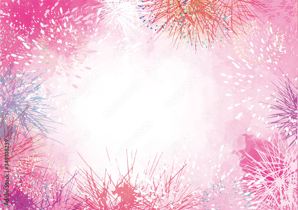 花火 花火 花火大会 火花 風物詩 8月 フレーム 枠 水彩 イベント 年中行事 Stock Vector Adobe Stock