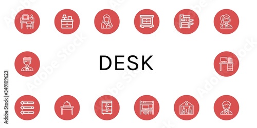 desk icon set