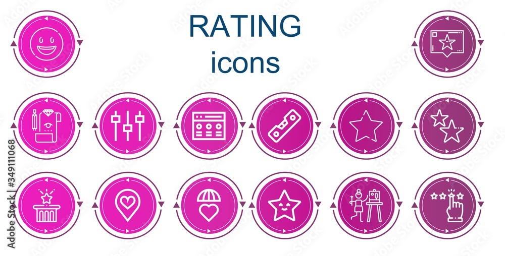 Editable 14 rating icons for web and mobile Editable 14 rating icons for web and mobile