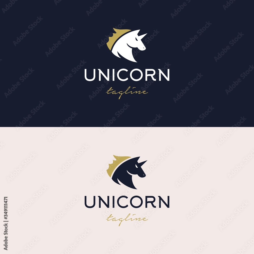 Fototapeta premium Strong Unicorn logo design vector illustration 