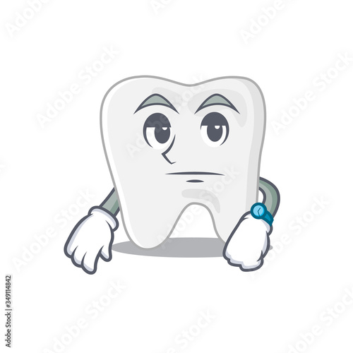 Mascot design style of tooth with waiting gesture